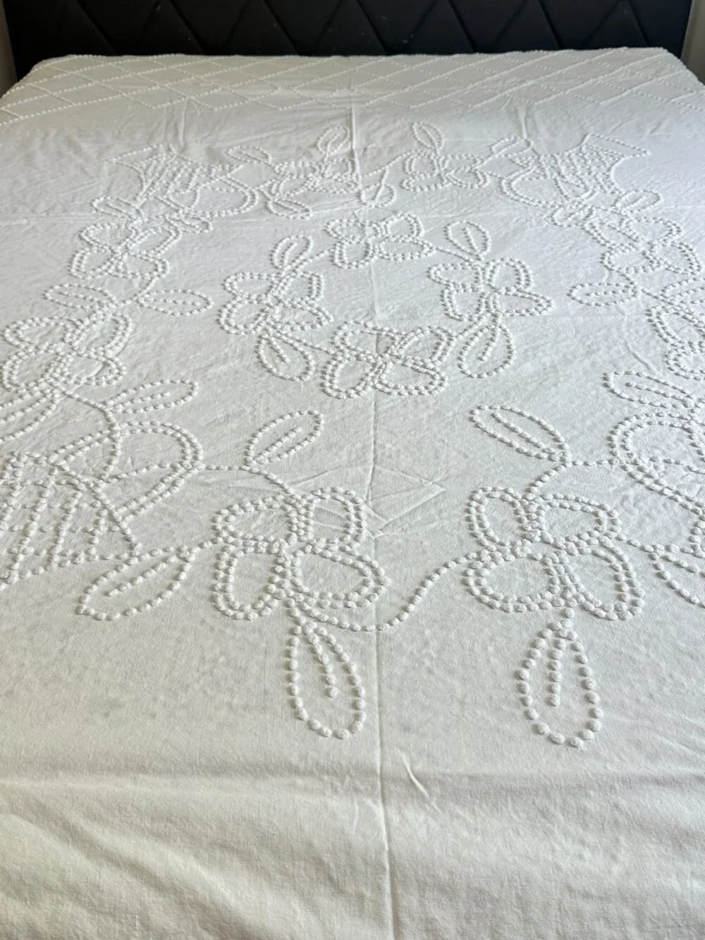 Vintage White Chenille Bedspread 82